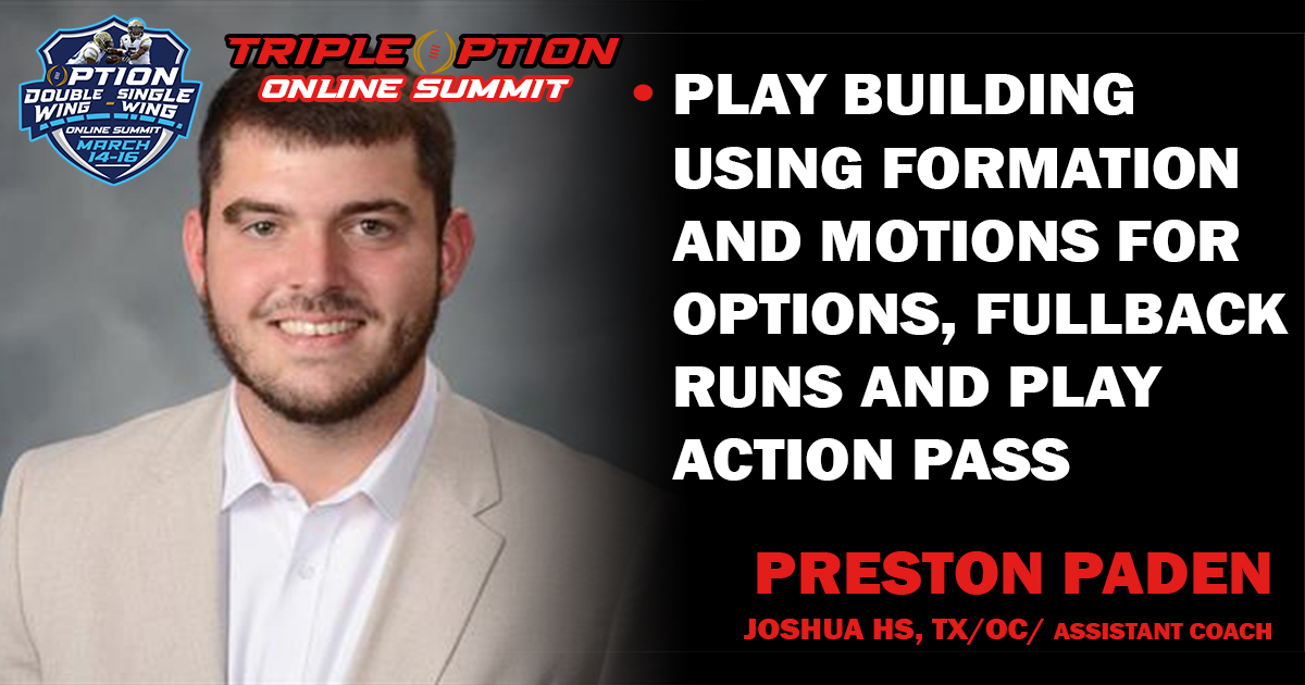 Play building using formation and motions for Options, Fullback Runs & PAP